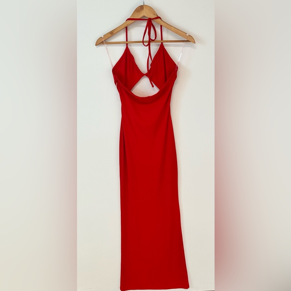 Meshki Red Cut-Out Midi Dress - Picture 7 of 10